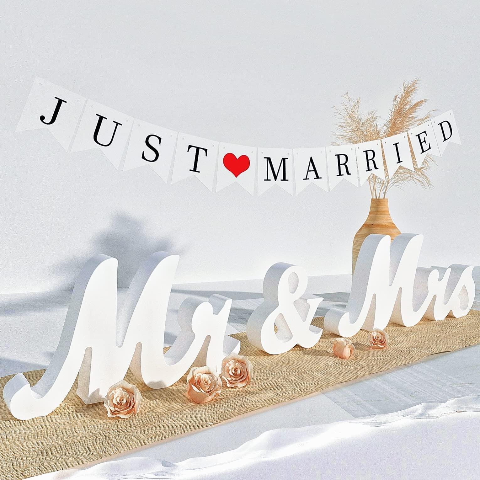 Just married banner & Mr & Mrs sign
