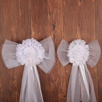 Pearl Bud Silk Ribbon Flower for Wedding Party, Bridal Car