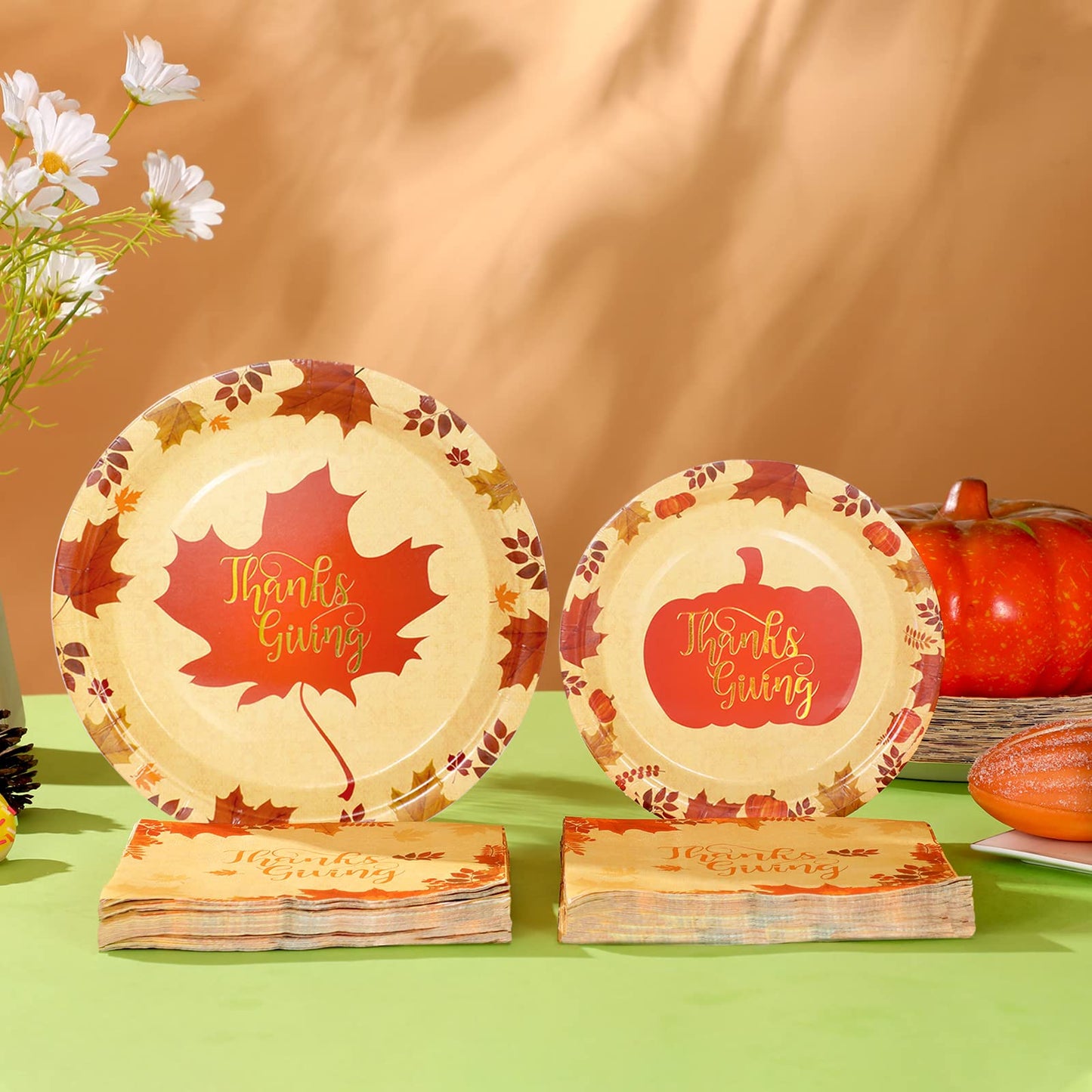 Thanksgiving Paper Plates and Napkins Set 150PCS 