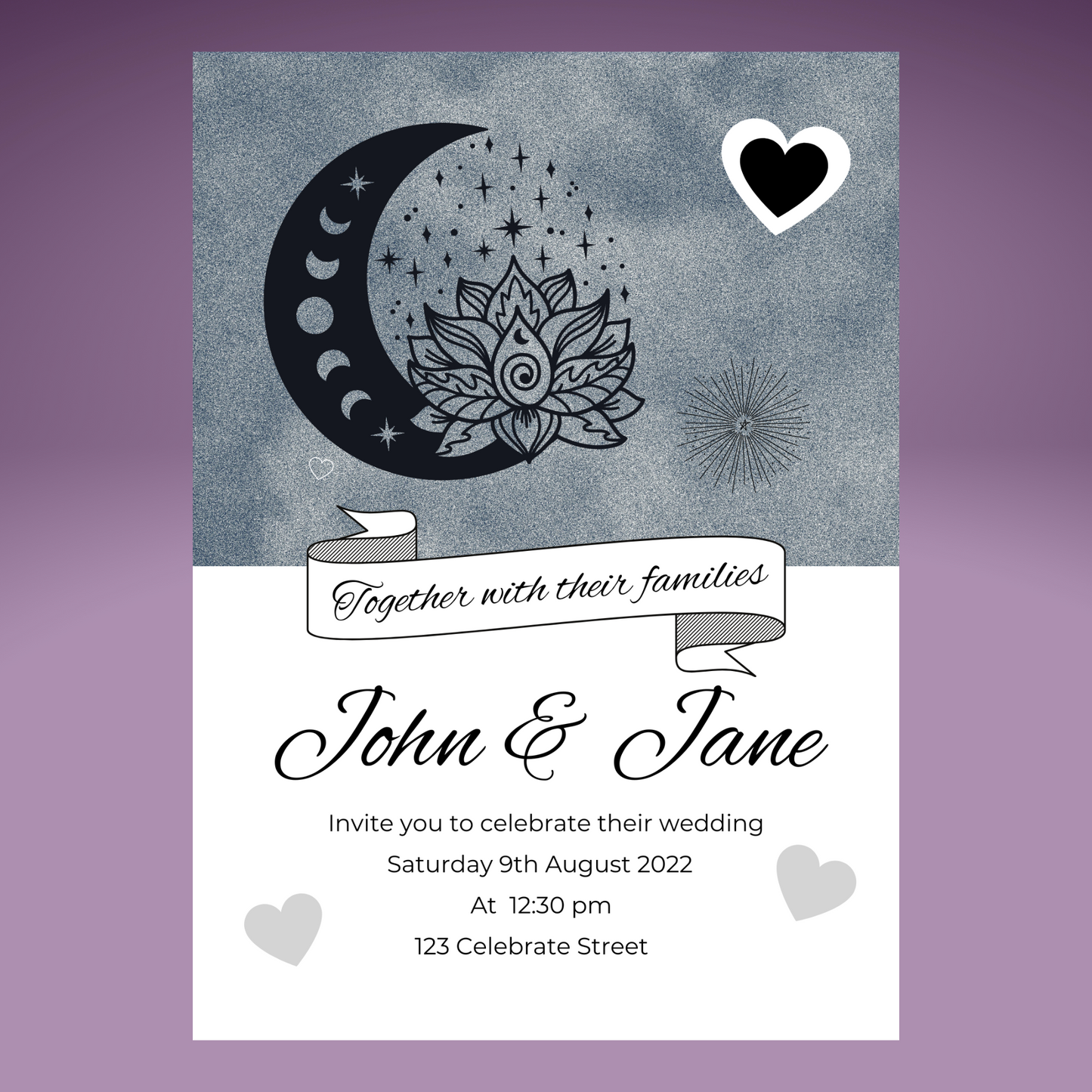 Wedding Invitation Customisable 7x5