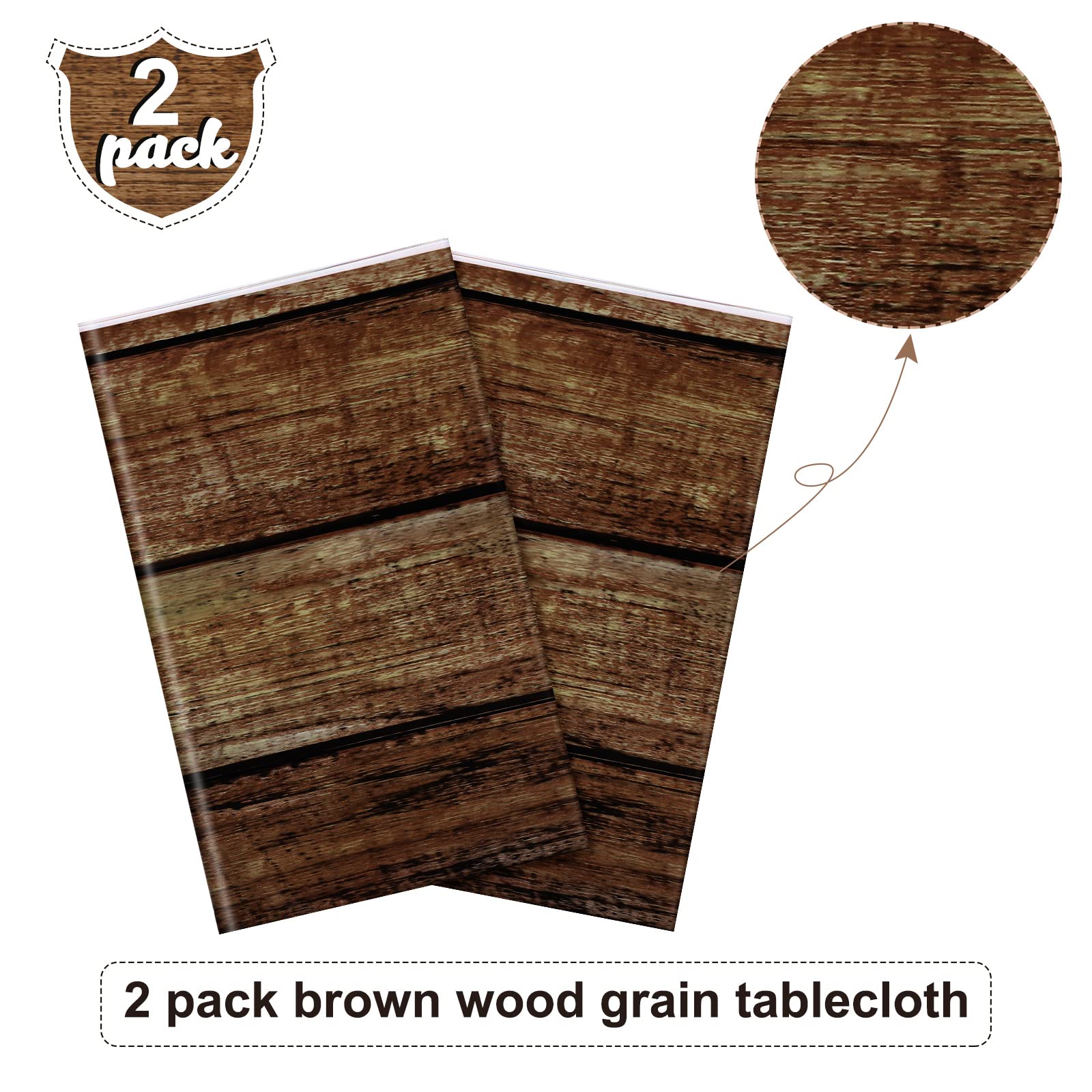 2 pack brown woodgrain tablecloth