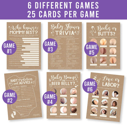 Rustic Baby Shower Games Gender Neutral - 6 Games