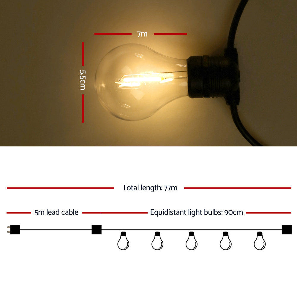 Jingle Jollys 77m Festoon String Lights LED Outdoor Wedding Party Garden Decor Occasions > Lights   