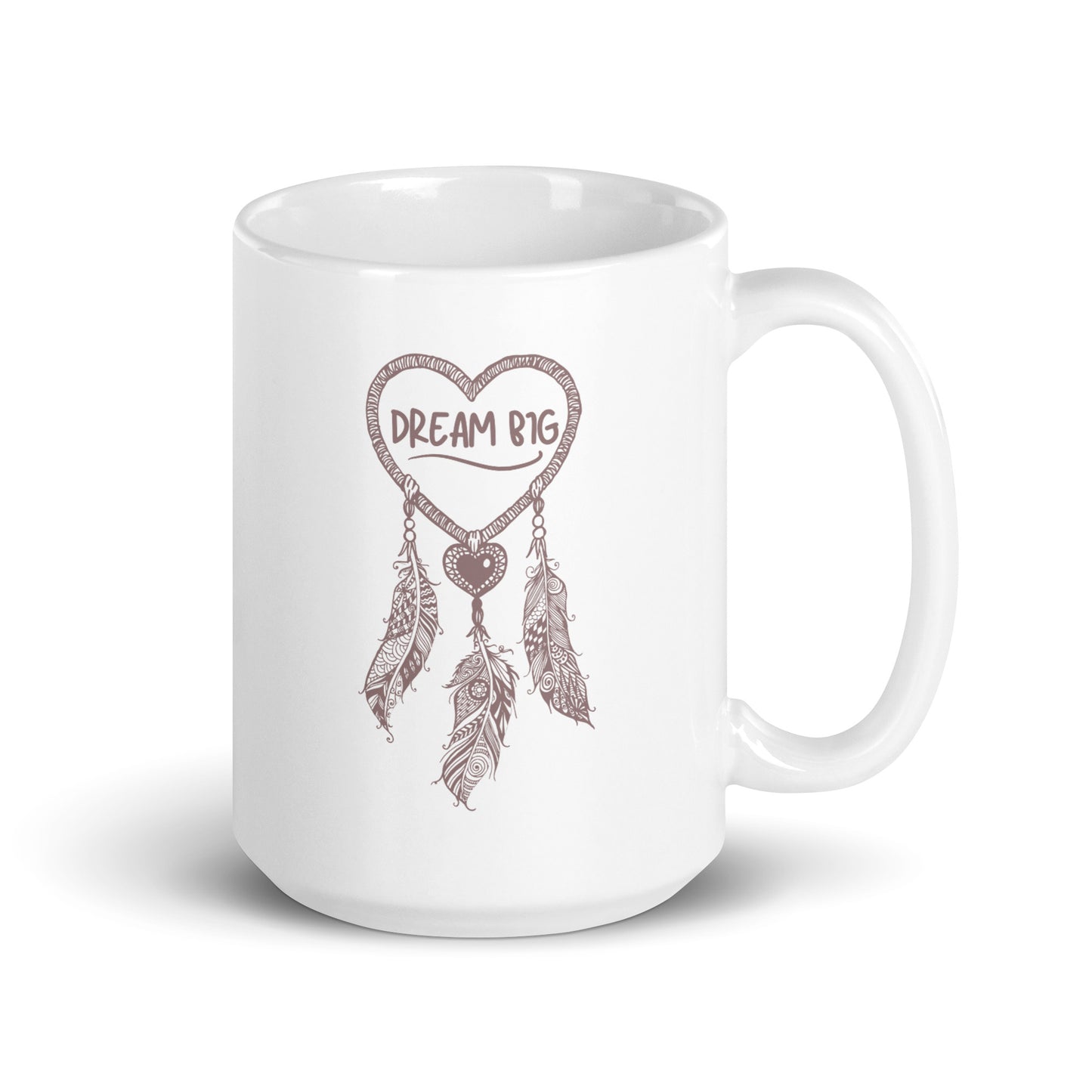 White Glossy Ceramic Mug - Dream Big