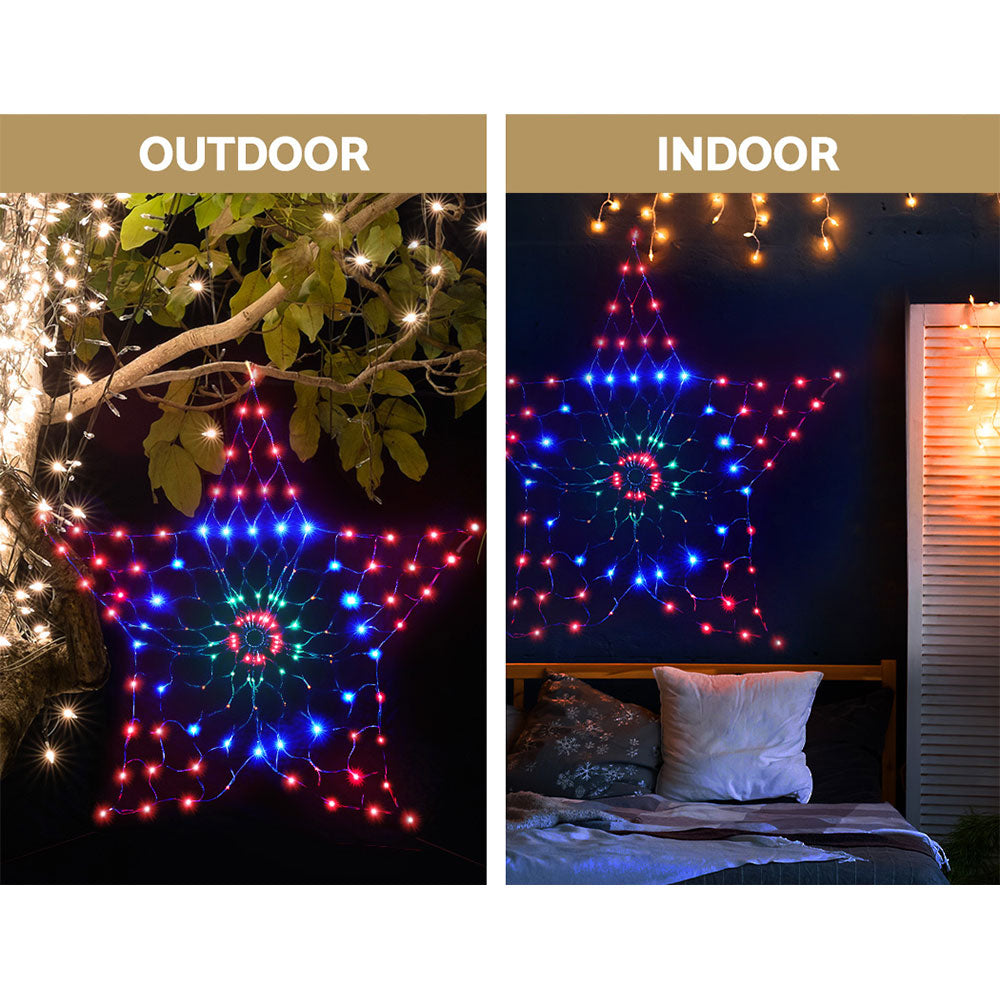 Jingle Jollys Christmas Lights Motif LED Star Net Waterproof Outdoor Colourful Occasions > Lights   